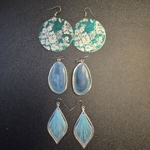 Blue & Teal Mixed Earring Set Of 3- Women Jewelry